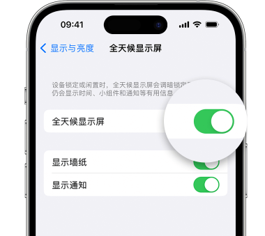秦安苹果15预约维修分享iPhone15如何设置全天候显示屏幕可见 