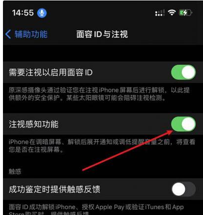 秦安苹果14维修网点分享iPhone14注视感知功能有什么用 